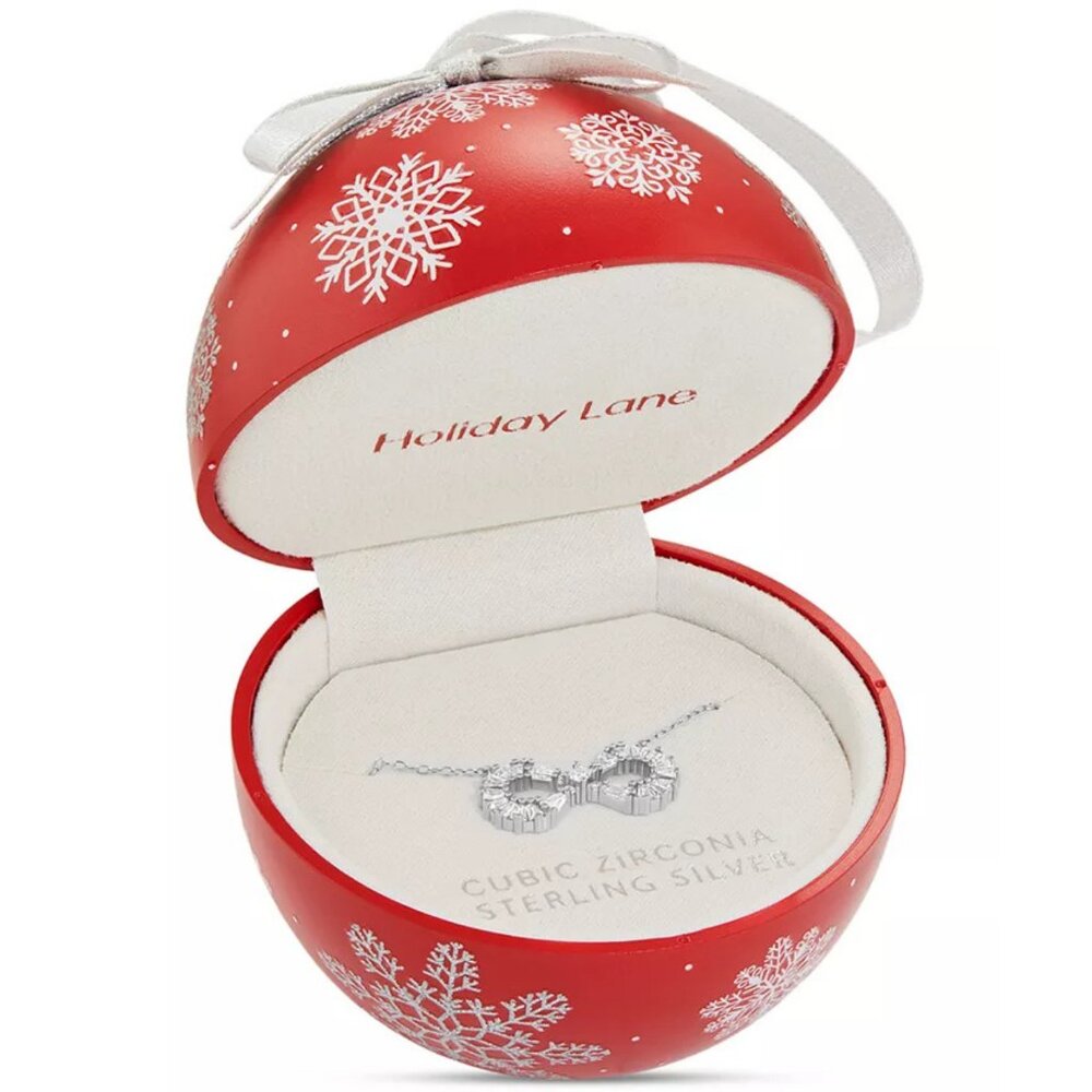 Holiday Lane Cubic Zirconia Infinity Pendant Necklace in Sterling Silver